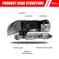 ADCARLIGHTS Yukon headlight assembly left with amber reflector detail