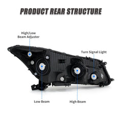 ADCARLIGHTS headlight pair in packaging with plug-n-play compatibility.