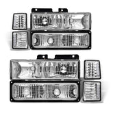 ADCARLIGHTS headlight pair with chrome housing for 1994-1998 GM trucks.