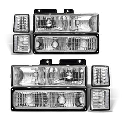 ADCARLIGHTS headlight pair with chrome housing for 1994-1998 GM trucks.