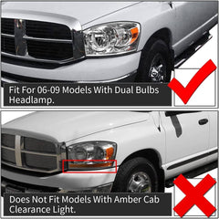 ADCARLIGHTS headlight right assembly with clear lens and chrome housing for Dodge Ram, reliable night visibility.