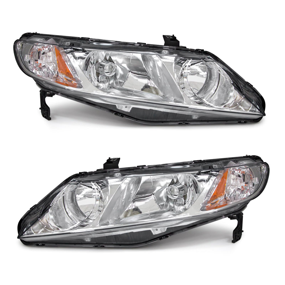 ADCARLIGHTS headlight assembly for 2006-2011 Civic with chrome housing enhances daytime visibility.