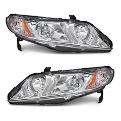 ADCARLIGHTS headlight assembly for 2006-2011 Civic with chrome housing enhances daytime visibility.