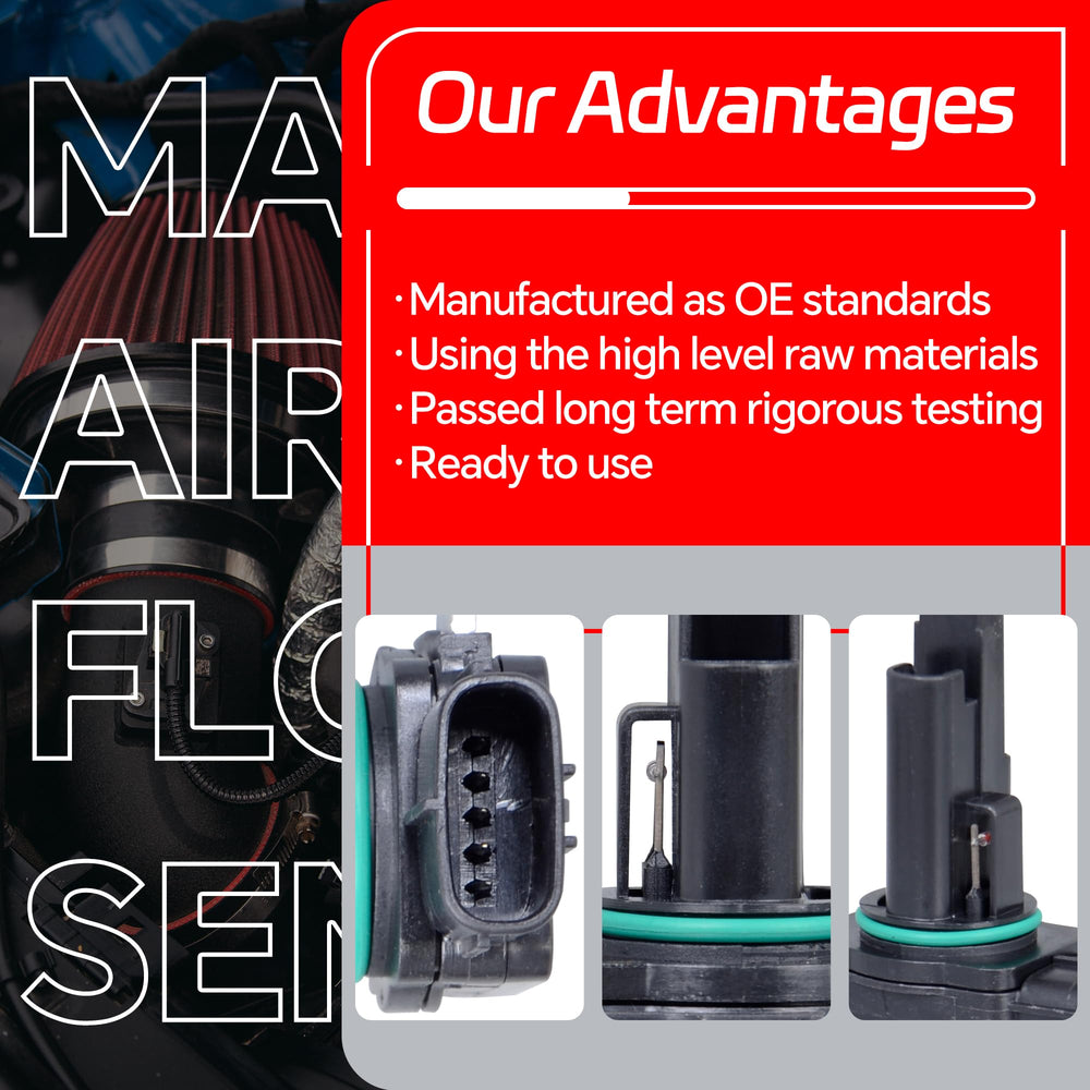AdvanEX MAF sensor close-up shows durable materials and precise construction for lasting performance