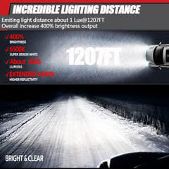 Adzoon 60W pair emits 6000lm cool white light for clear night visibility.