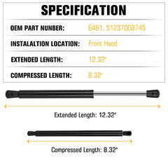 Aeagle hood lift strut provides controlled front hood support for BMW E60.