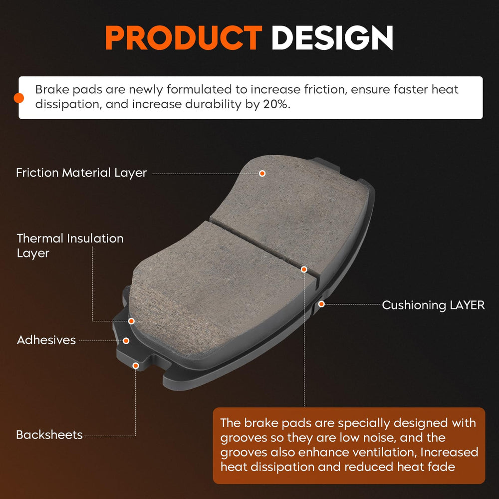 Aeagle front ceramic brake pads improve heat dispersion for Kia Optima 2003-2010