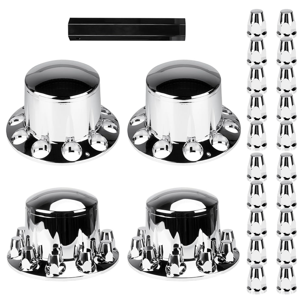 Aeagle dome rear axle cover assembly for semi trucks enhances hub aesthetics and protection.