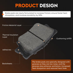Aeagle rear ceramic brake pads for Avalon pad assembly reducing brake noise
