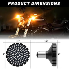 AEEAST 1157 LED turn signals mounted on a Harley, bright daytime presence.