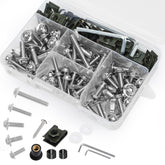 AEEAST 177-piece fairing bolt kit in silver for secure universal sportbike mounting