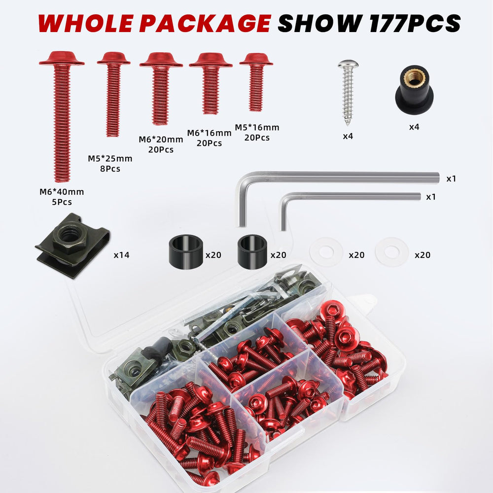 Durable M5/M6 fasteners ensure secure mounting for windshields and body panels.