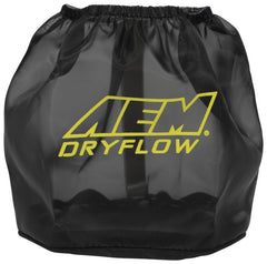 AEM 14000 black wrap, side profile, provides low-restriction protection for Dryflow.