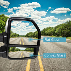 AERDM towing mirror chrome cap with right-side view for Ford F-150, enhanced rear visibility