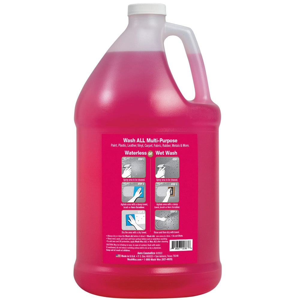 Aero Cosmetics Wash ALL cleaner used on a boat deck to remove grime.