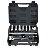 AEROFORCE 12-piece spark plug socket set with ratchet handle for easy engine access