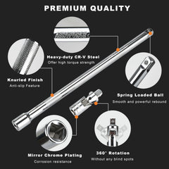 AEROFORCE universal joint and extension bar improve reach.