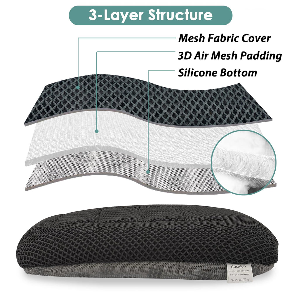 AEROiVi booster seat cushion close-up of breathable mesh improves airflow and heat dissipation.
