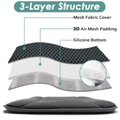 AEROiVi cushion measures 16.9 by 17.7 inches for a wide seat fit.