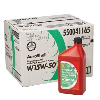 AeroShell SHAEW155-12 15W-50 oil bottle for piston engines, reliable protection.