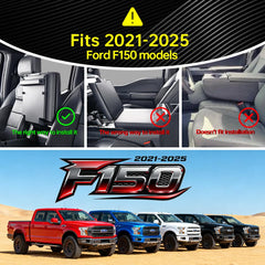 Aerovia F150 center console cover in black faux leather for premium look