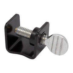AES Industries mini panel clamp close-up highlighting 1/2 inch throat depth for secure mounting
