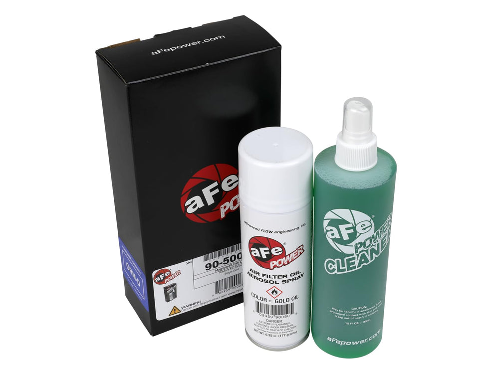aFe Power cleaner bottle shown for easy air filter maintenance.