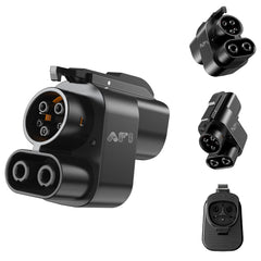 AFI NACS to CCS1 adapter main unit ready for plug-and-play charging.