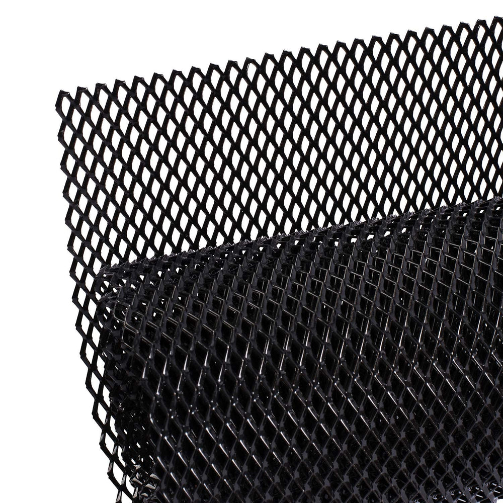 AggAuto front grille mesh in black with rhombic holes for improved airflow.