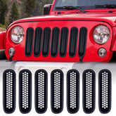 AggAuto grille inserts for Jeep Wrangler JK/JKU 2007-2015 protect front mesh and improve airflow.