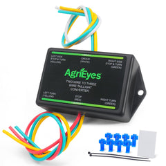Agrieyes 2-to-3 wire trailer converter installation view showing wiring access and fit