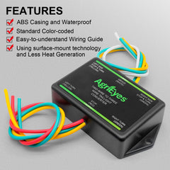 Agrieyes ABS housing close-up highlights rugged waterproof trailer converter