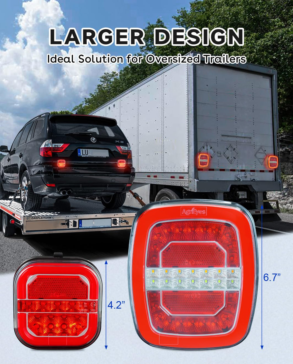 Agrieyes Halo wireless trailer light demonstrates reliable 2.4GHz signaling up to 100 feet.