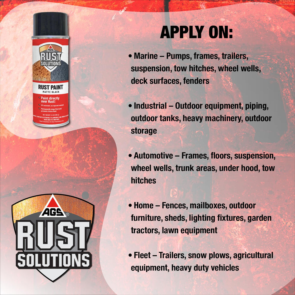 AGS Rust Stop requires no sanding or scraping for rust bonding