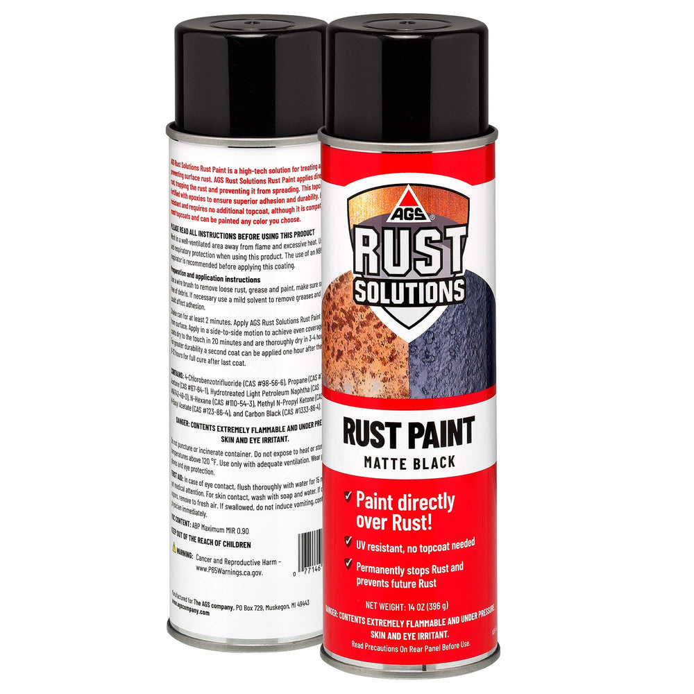 AGS Rust Stop Matte Black finish with UV protection shown on metal surface