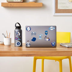 Aha Pure Foods Dodgers sticker on water bottle adds UV-resistant color to everyday hydration.