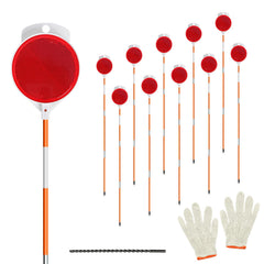 AHKUNMT 10Pcs driveway markers in fiberglass for high visibility at night.
