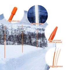 AHKUNMT orange fiberglass snow stakes for winter parking safety.