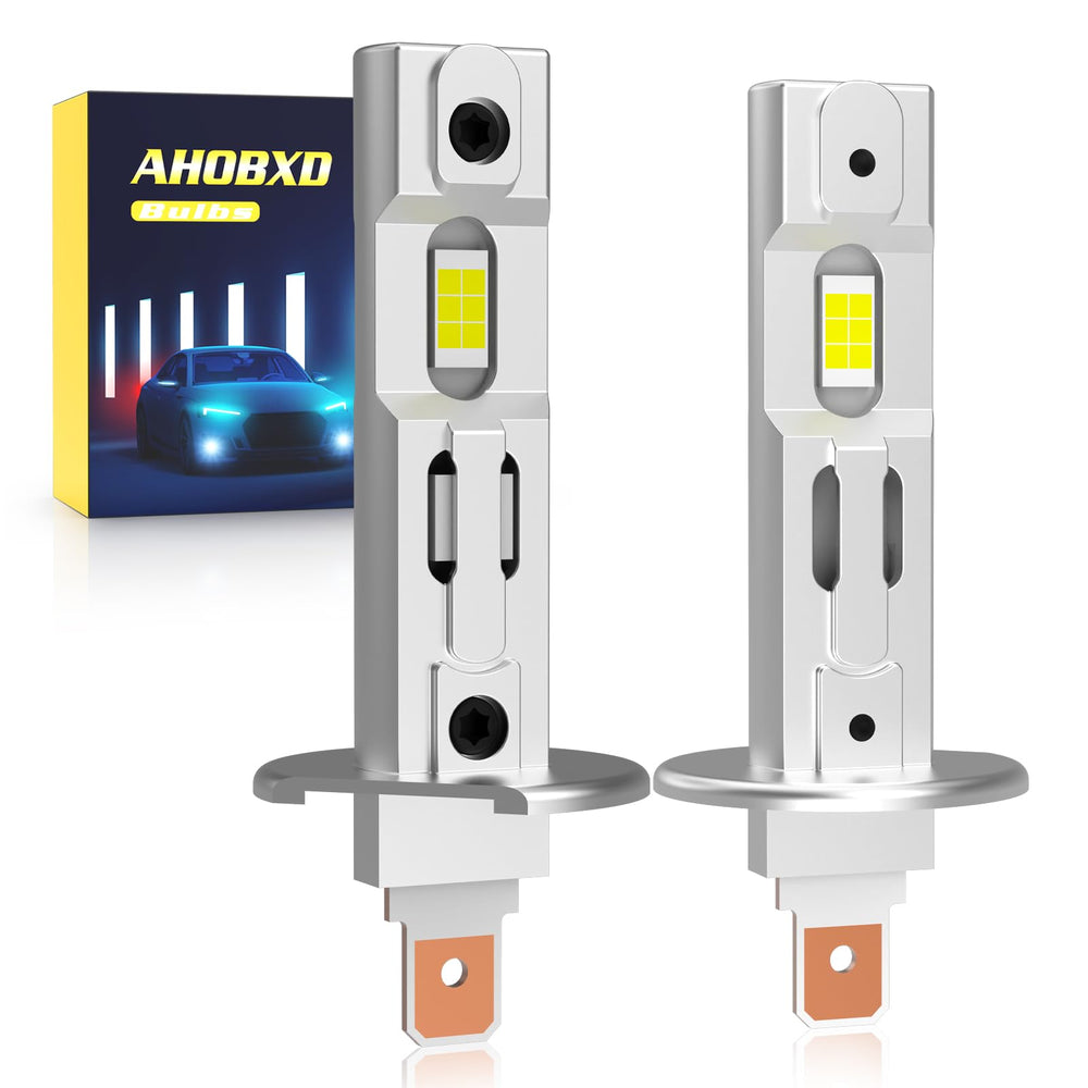 AHOBXD H1 light bulb with 6500K glow for clear night driving.