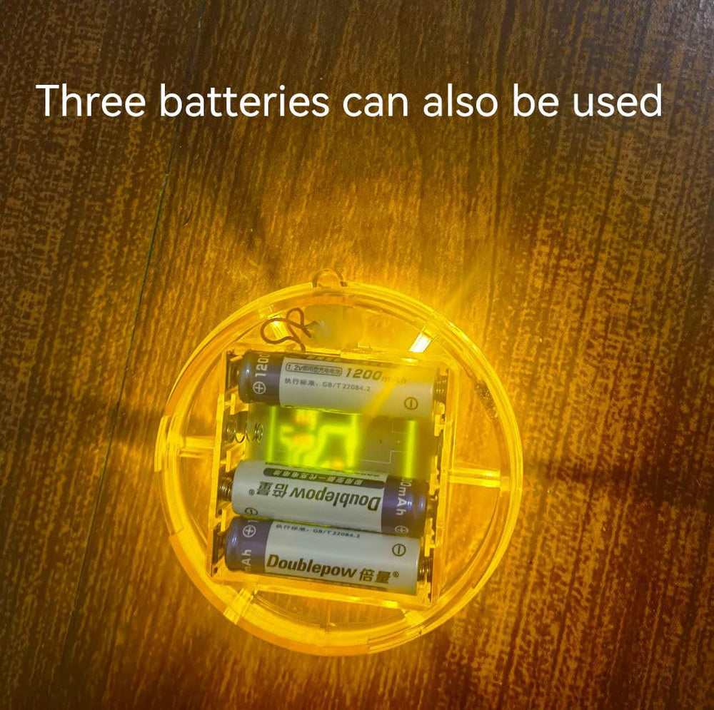 AHOUFHER battery compartment requires 4 AA batteries for full brightness.