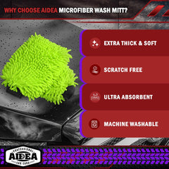 AIDEA plush absorbent mitt holds soap and water efficiently.