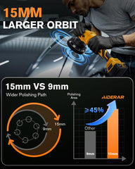 AIDERAR auxiliary handle provides extra stability during detail work.