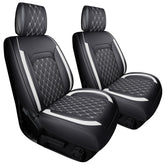 Aierxuan Wrangler front seat covers, custom fit for JK/JL with two-tone black and white.