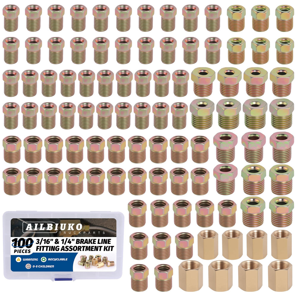 Ailbiuko brake line fittings kit box showing organized contents for easy selection.