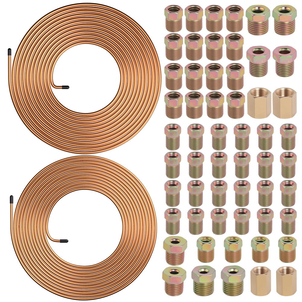 Ailbiuko brake line kit contents with tubes and fittings for easy upgrades.