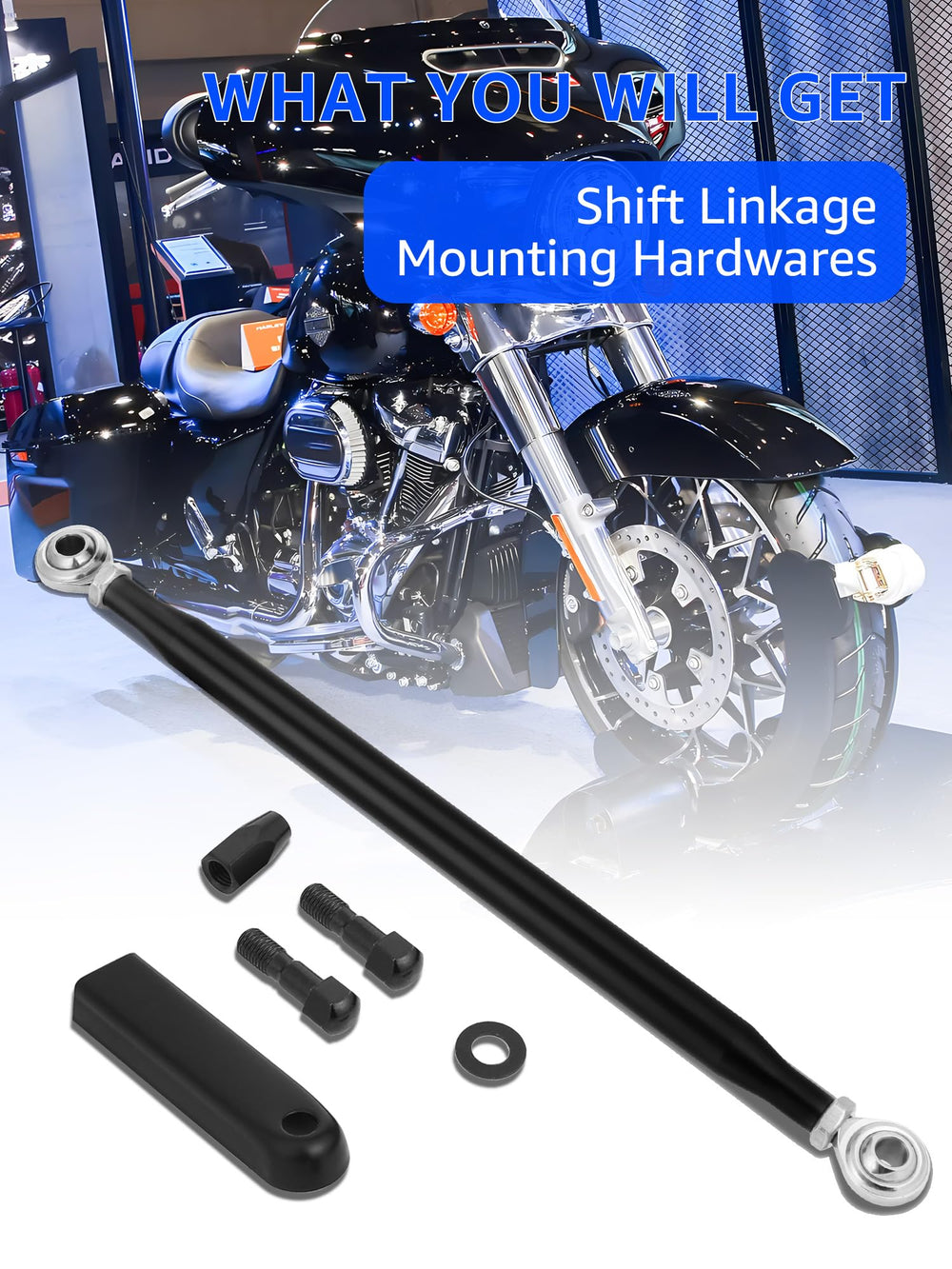 AILMOTO shift linkage packaging includes complete hardware for a clean install.