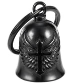 AilRabbit motorcycle cross bell key chain on black bike for rider awareness