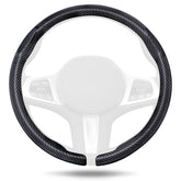 Aimato carbon fiber steering cover close-up showing premium weave and grip.