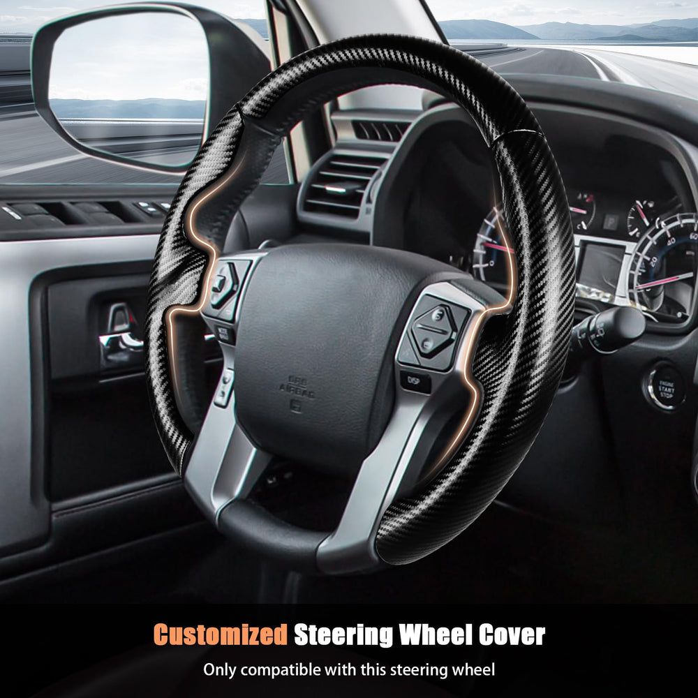 Aimato customized steering wheel cover for Toyota 4Runner showing tailored fit for comfort.