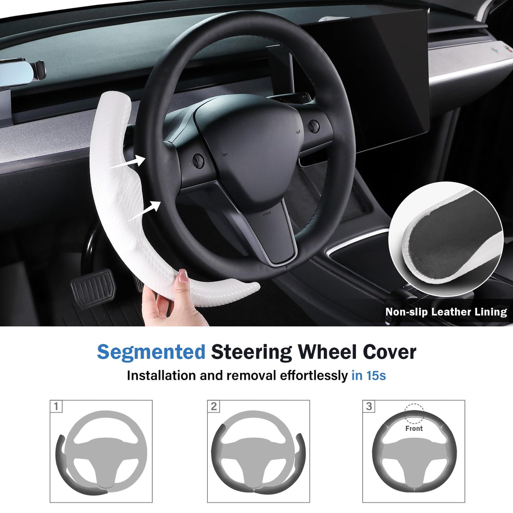 Aimato durable steering wheel cover withstands sun and wear for Tesla